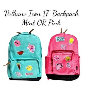 NWT Volkano Icon 17" Backpack Mint OR Pink
